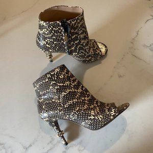 coach snake skin remi open toe booties